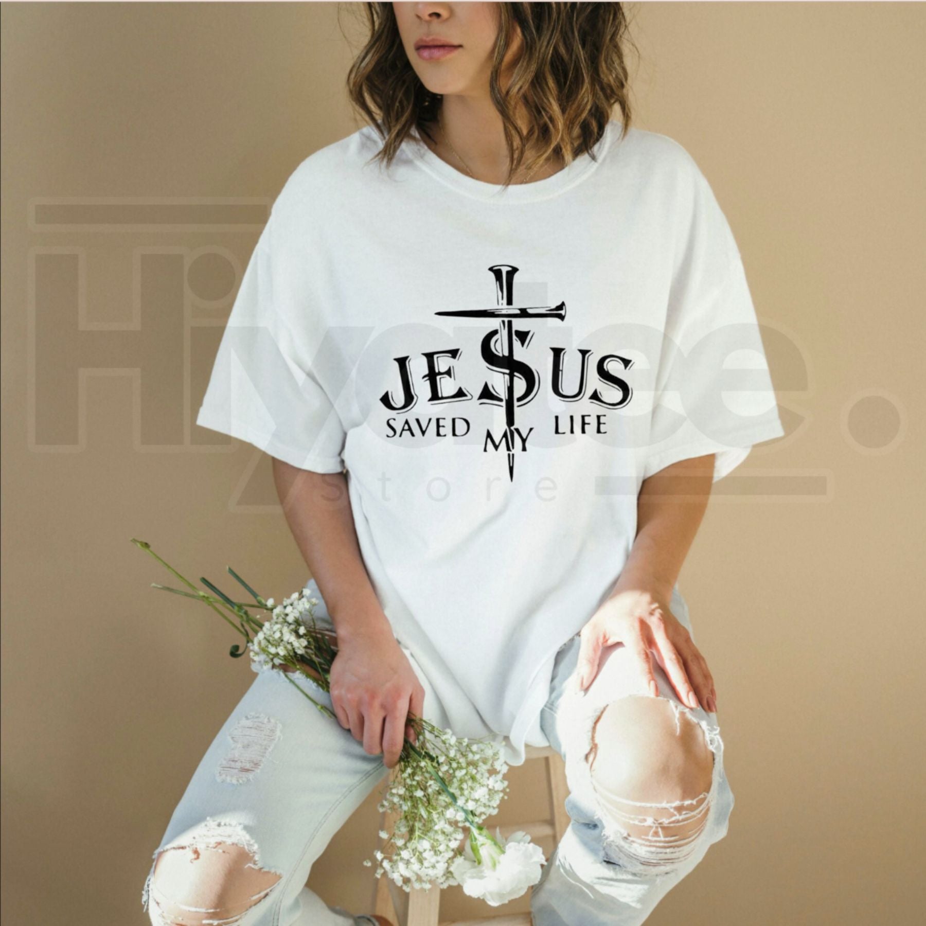 Jesus Saved My Life Christian Cross Long Sleeve T-Shirt – Faith Lover Slim Fit Top - Hiyatee