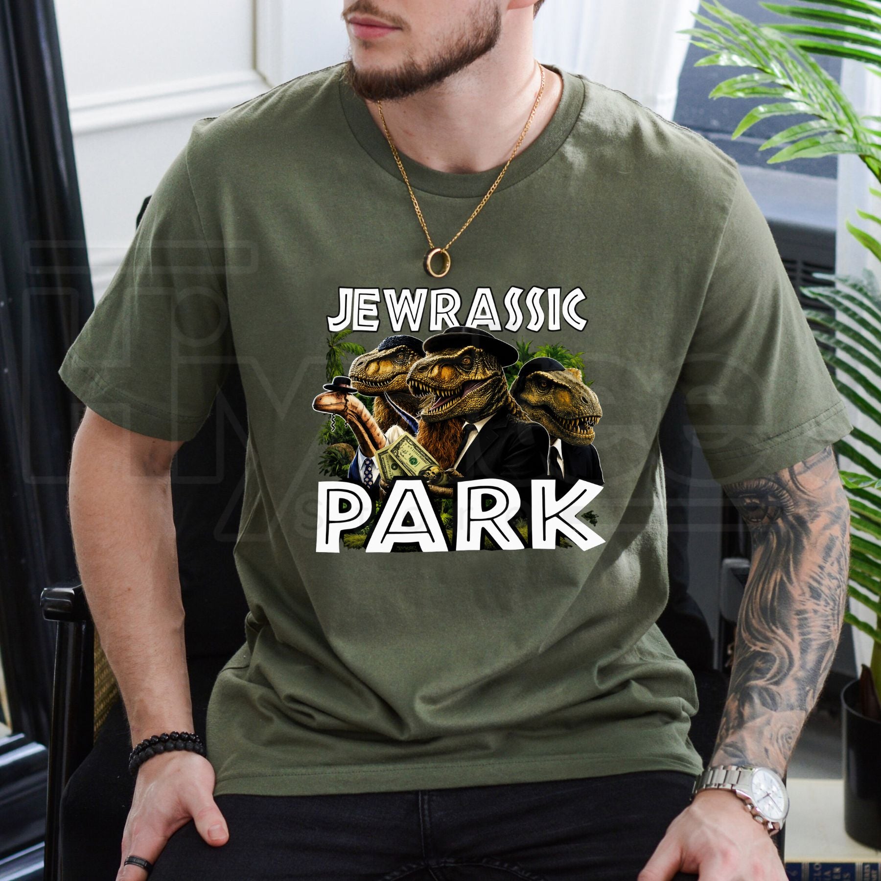 Jewrassic Park Funny Graphic T-Shirt - Hiyatee