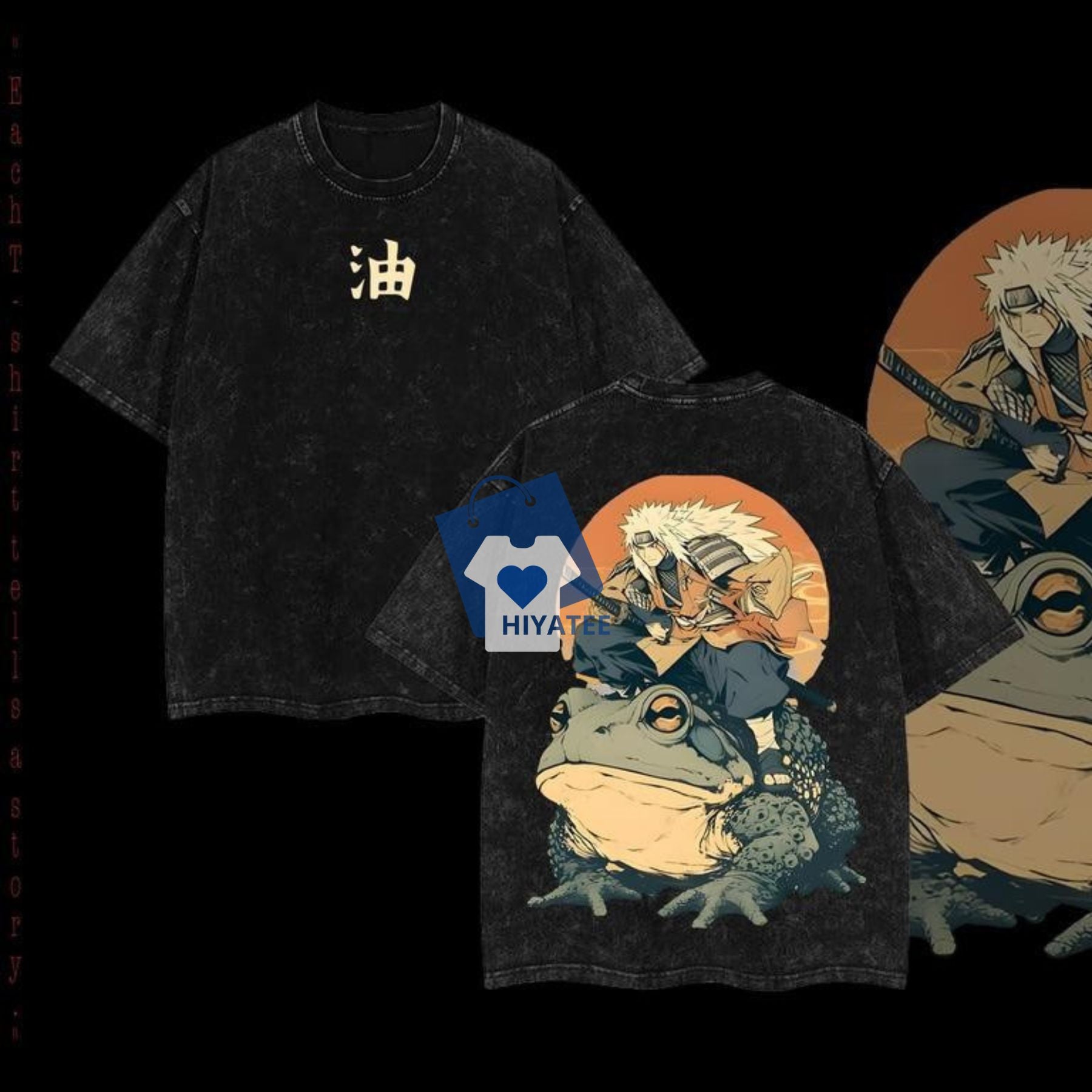 Jiraiya x Naruto Vintage Washed Tee – For True Shinobi Fans-Hiyatee