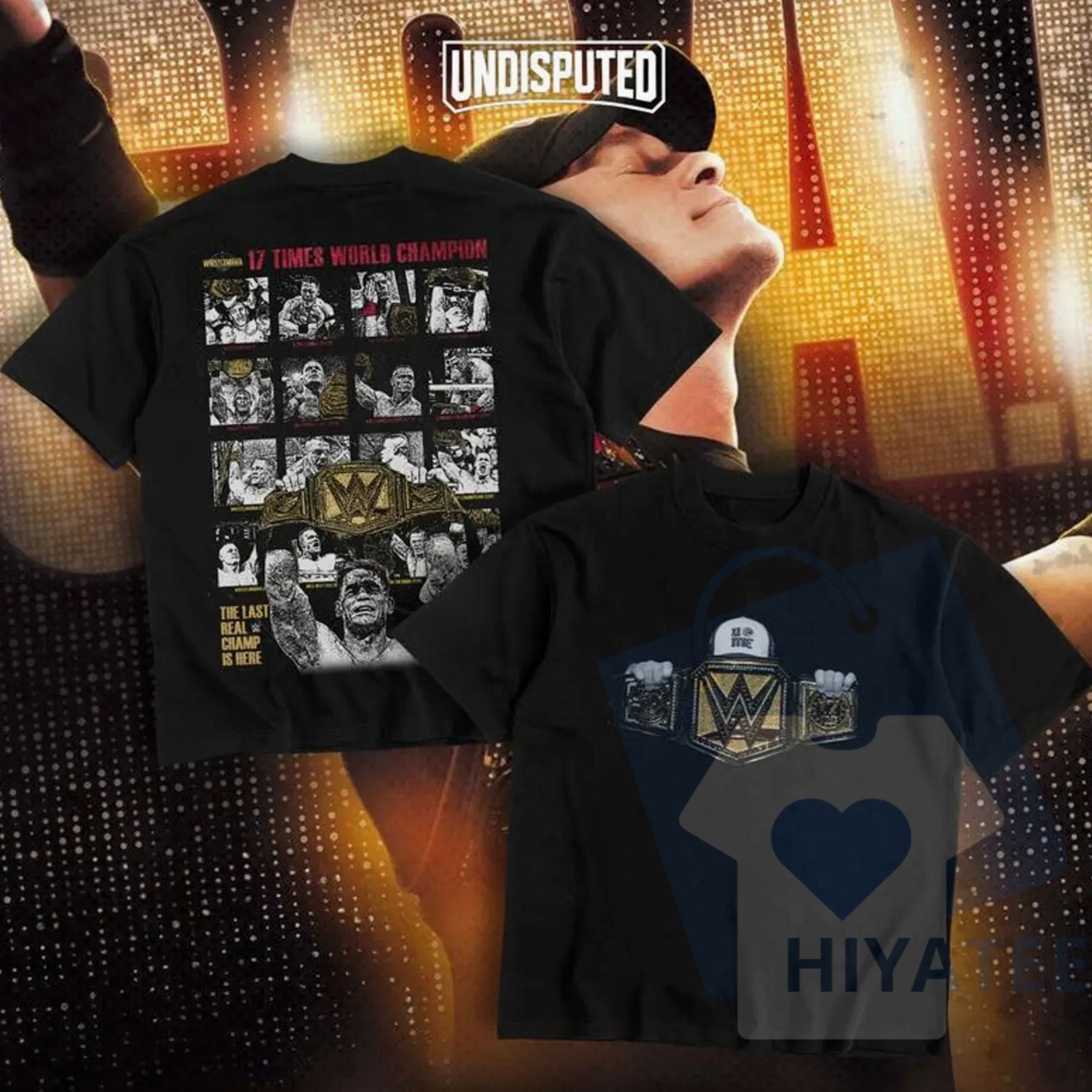 John Cena 17x Champion T-Shirt – UNDISPUTED UCME Wrestling Fan Heavy Cotton Tee - Hiyatee
