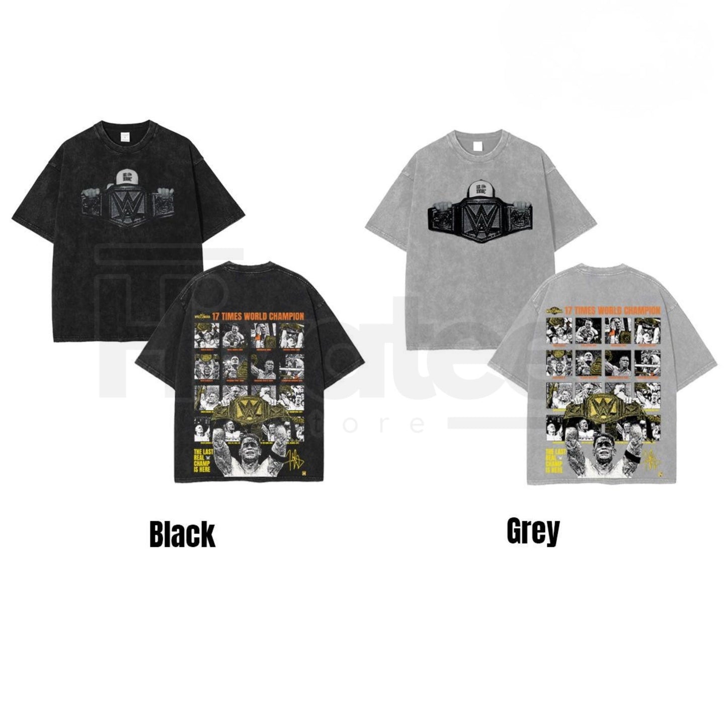 John Cena 17x World Champion T-Shirt – Oversize Acid Wash WWE Legend Streetwear Tee - Hiyatee