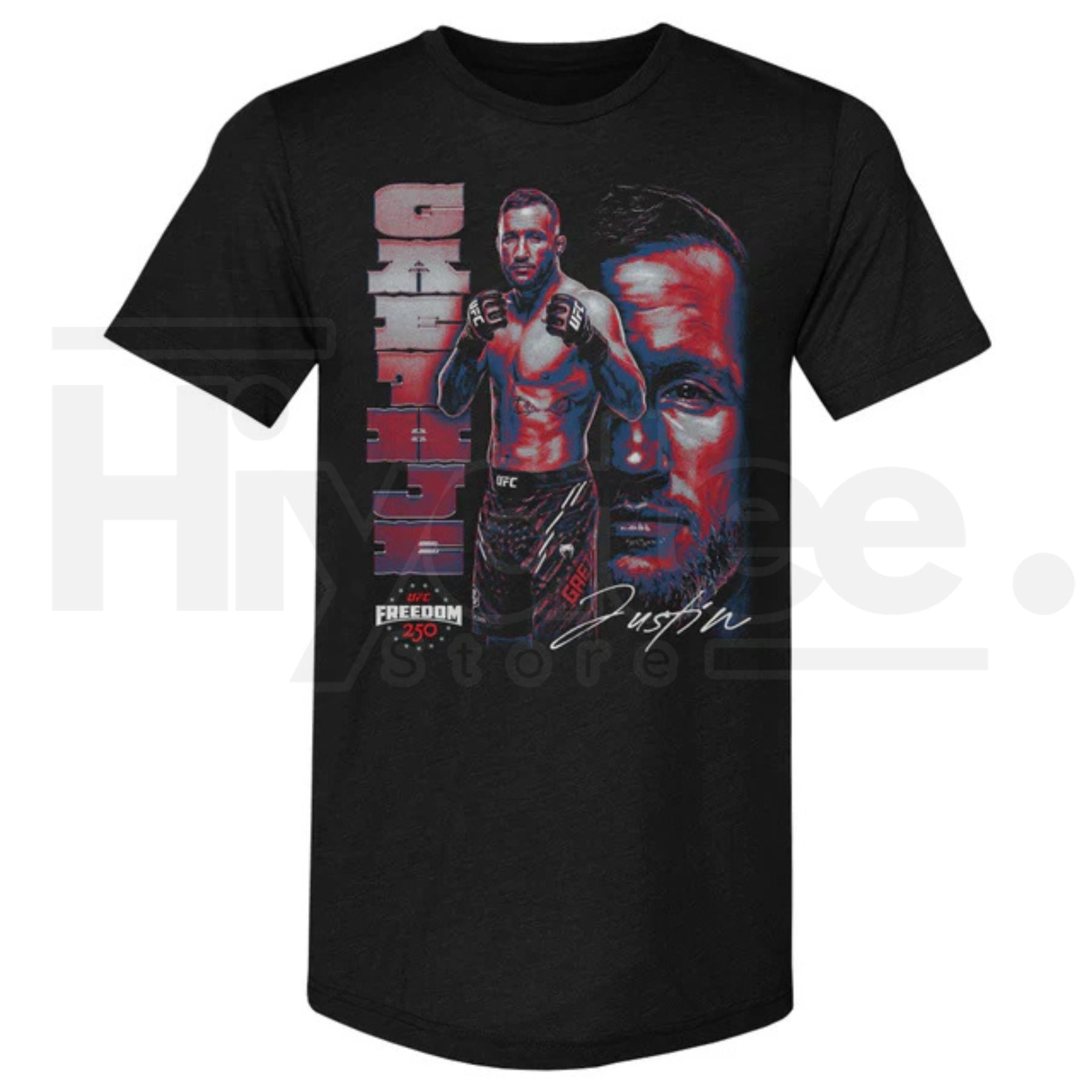 Justin Gaethje UFC Freedom Vertical Name T-Shirt – Highlight MMA Fan Graphic Tee - Hiyatee