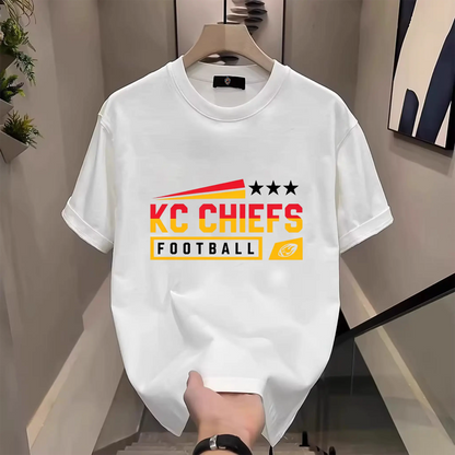 Men's Three Star Football Graphic T-Shirt – Sport Fan Game Day Crewneck Tee