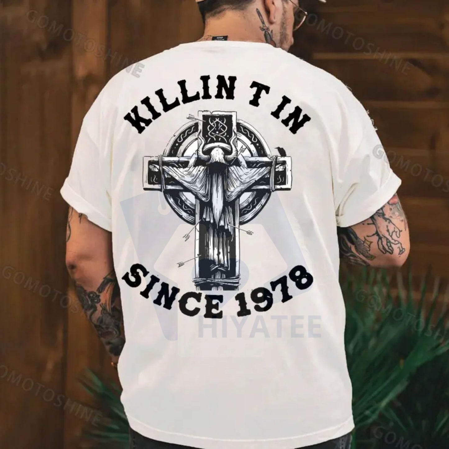 "KILLIN IT SINCE 1978" T-Shirt – Sheep Horns Wizard Print Men's Tee - Hiyatee
