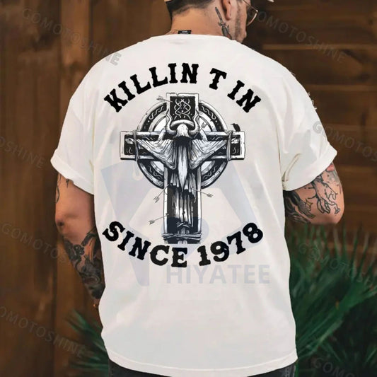 "KILLIN IT SINCE 1978" T-Shirt – Sheep Horns Wizard Print Men's Tee - Hiyatee