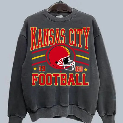 Vintage Team Football Oversized 90s Dark Heather Sweatshirt Retro Sport Tee