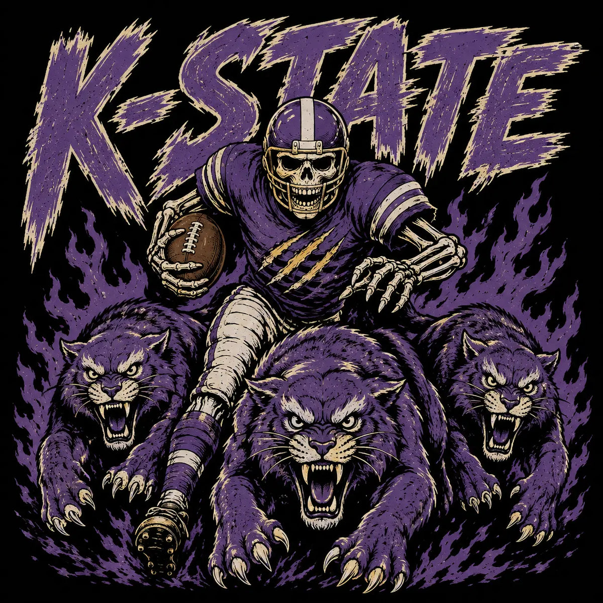 Vintage College Football Skull Sweatshirt – Spooky All Teams 90s Game Day Graphic Crewneck Pullover