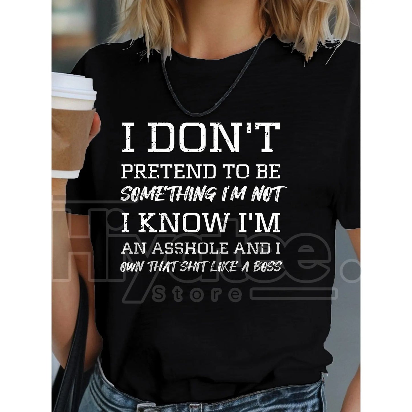 "Know I'm an Asshole" Women's Black Cotton T-Shirt – Bold Boss Graphic Tee - Hiyatee
