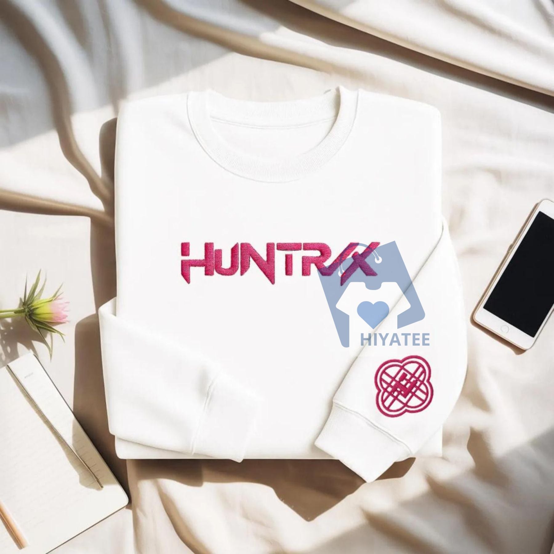 Kpop Hunters Embroidered Sweatshirt – Huntrix Rumi Mira Zoey Pullover, Kpop Fan Gift for Women-Hiyatee