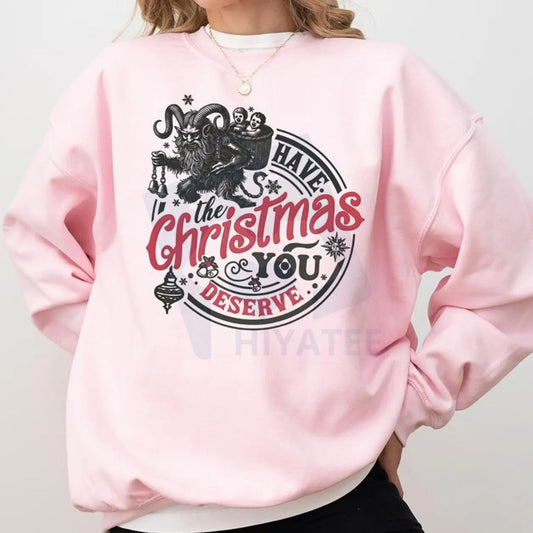 Krampus Christmas Sweatshirt: Sarcastic Funny Krampusnacht Crewneck, Dark Horror Xmas, Dark Humor Sweater, Trending 25 - Hiyatee