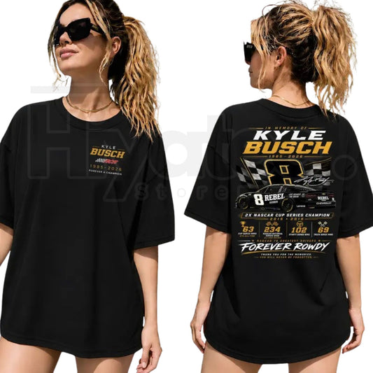 Kyle Busch Rowdy Nation Oversized Vintage Black T-Shirt – NASCAR Racing Fan Tee - Hiyatee