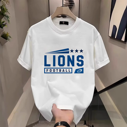 Men's Three Star Football Graphic T-Shirt – Sport Fan Game Day Crewneck Tee