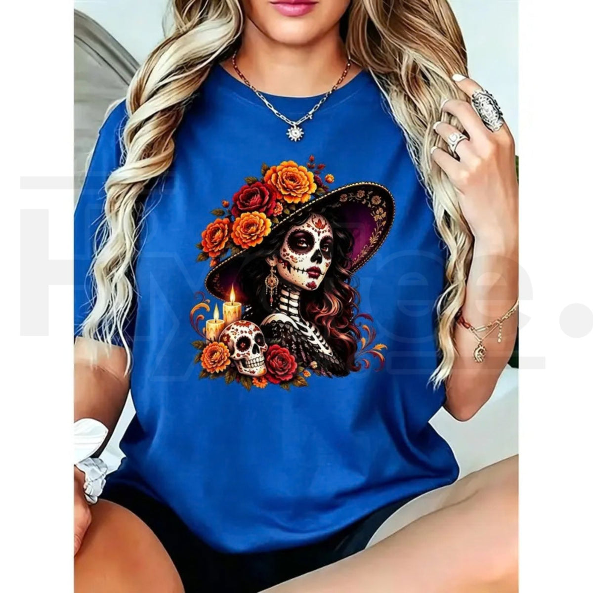 La Catrina Day of the Dead T-Shirt – Floral Skull Tee - Hiyatee