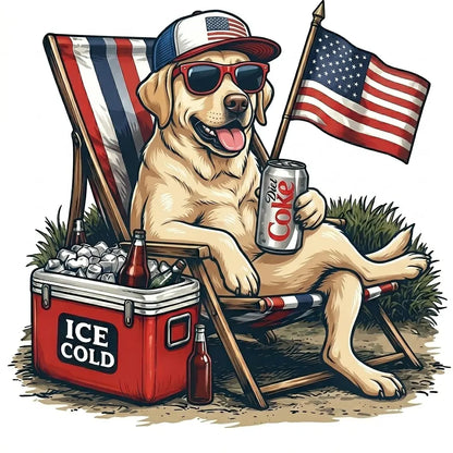 Comfort Colors® Funny 4th of July Dog Shirt – Retro Labrador Diet Coke Patriotic Tee