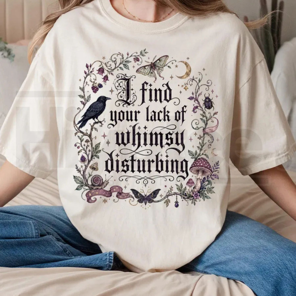 Lack of Whimsy Crow Fall Shirt Witchy Celestial Moth Halloween Comfort Colors Tee - Hiyatee