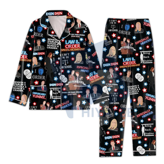 Law & Order Christmas Pajama Set – Cozy Holiday Movie Sleepwear, Women’s Loungewear Gift - Hiyatee