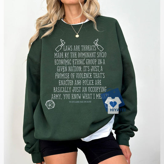 Laws Are Threats D&D Sweatshirt – Vintage Dimension 20 Gamer Pullover-Hiyatee