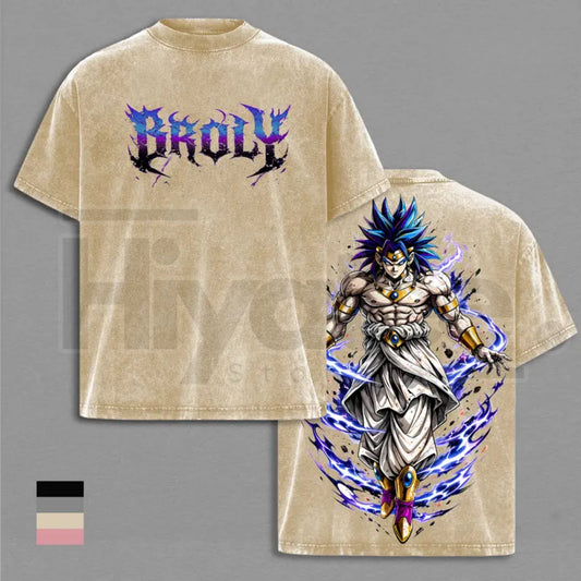 Legendary Saiyan Vintage Washed T-Shirt – Heavyweight Cotton Unisex Anime Graphic Tee - Hiyatee