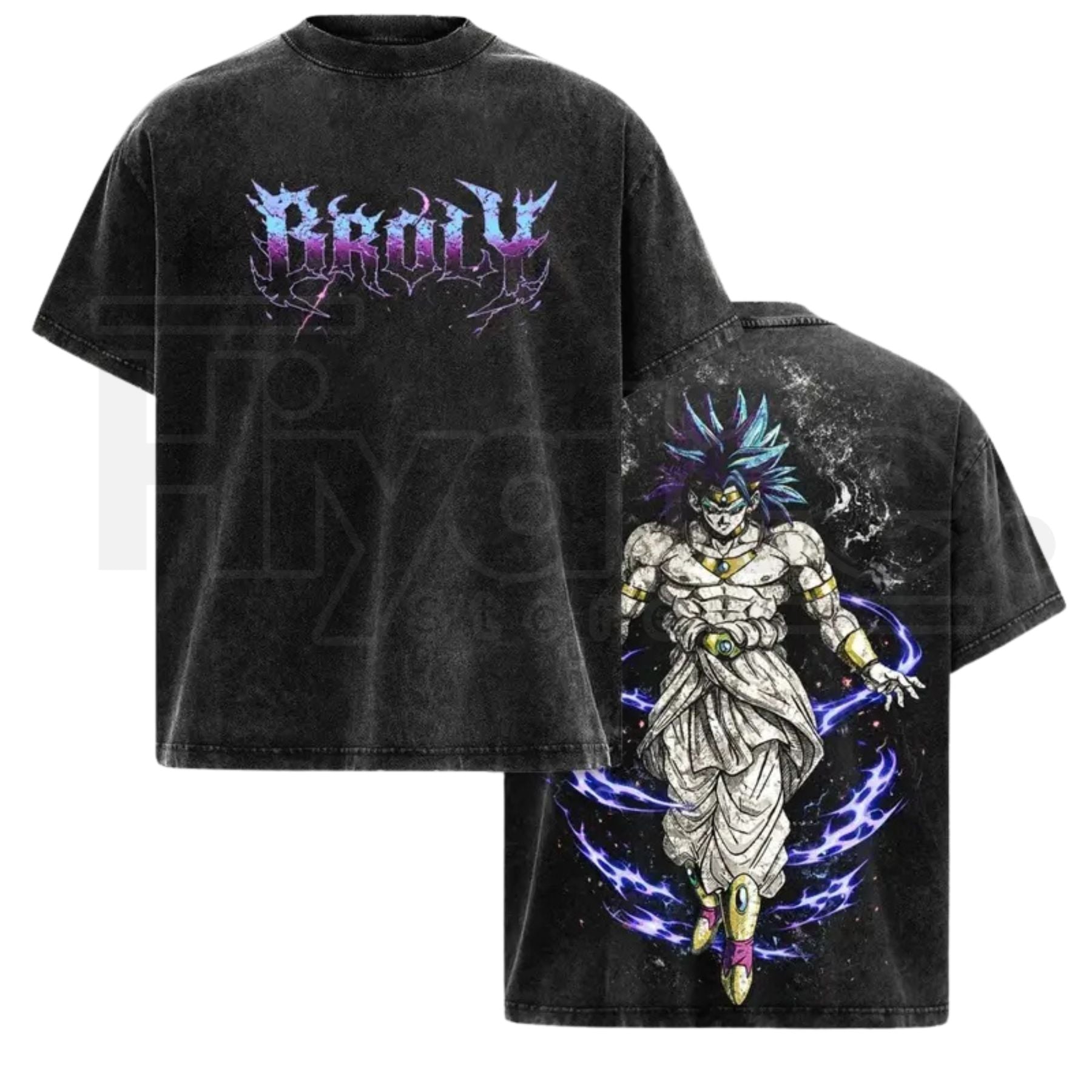 Legendary Saiyan Warrior Vintage Washed T-Shirt – Heavyweight Cotton Oversized Anime Inspired Tee - Hiyatee