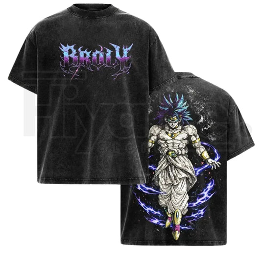 Legendary Saiyan Warrior Vintage Washed T-Shirt – Heavyweight Cotton Oversized Anime Inspired Tee - Hiyatee