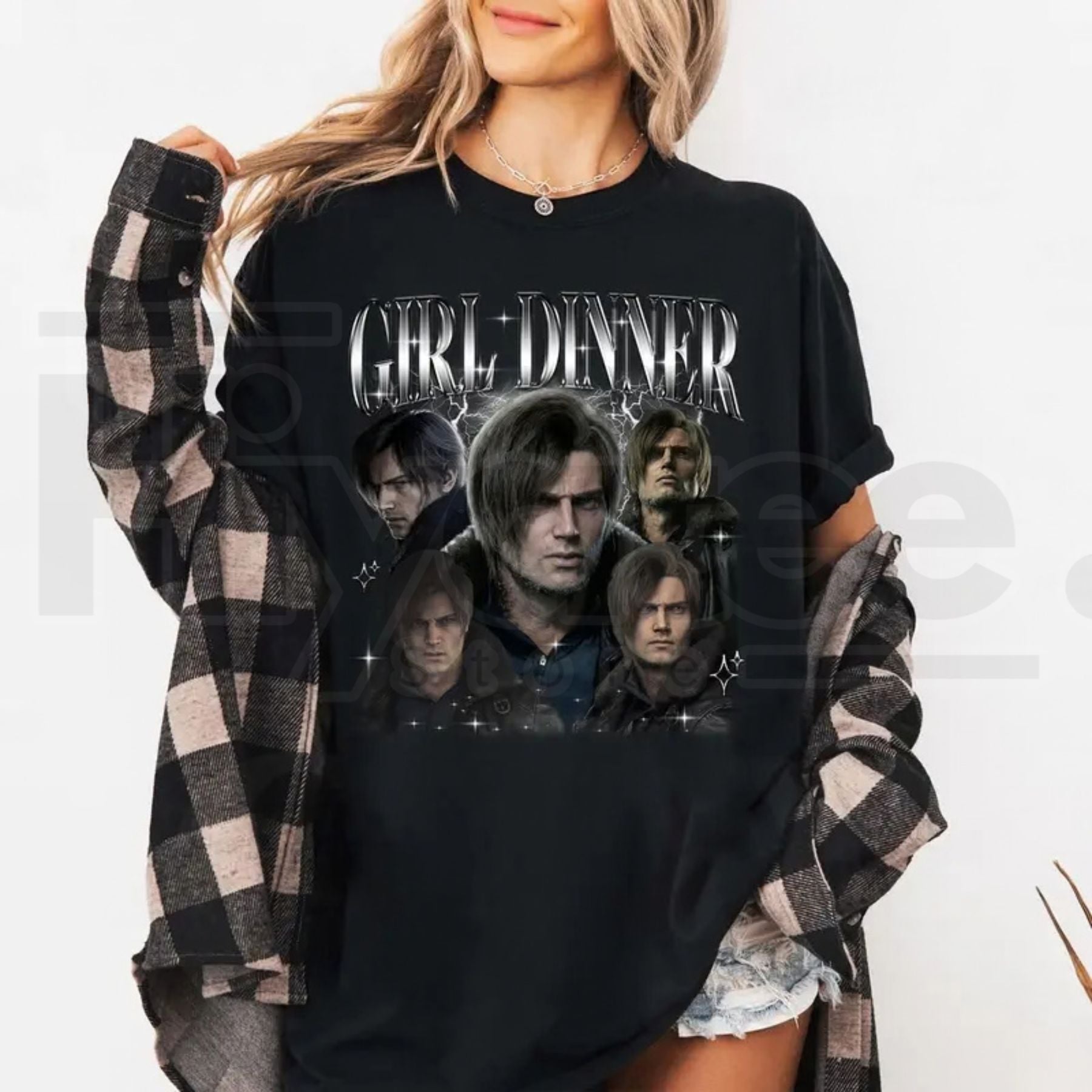 Leon S. Kennedy "Girl Dinner" T-Shirt – Resident Evil 9 Requiem Horror Graphic Tee - Hiyatee
