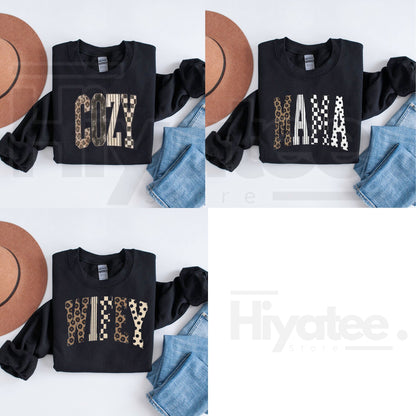 Leopard Stripe Mama Wifey Sweatshirt | Trendy Women's Crewneck Top - Hiyatee