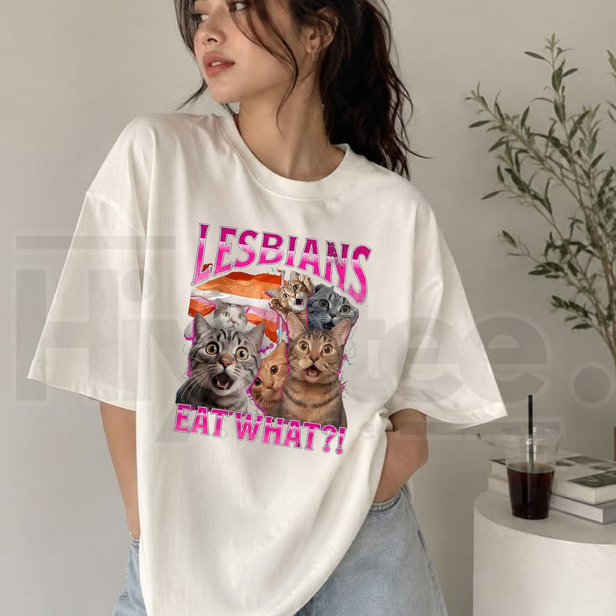 Lesbians Eat What T-Shirt – Funny Cat Gay Pride Pun Tee - Hiyatee