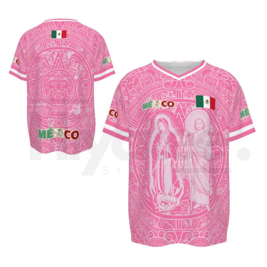 Light Pink Virgencita & San Juditas Mexico Soccer Jersey – 2026 World Cup Fan Gear, Mexican Culture Style Sports Shirt for Men - Hiyatee