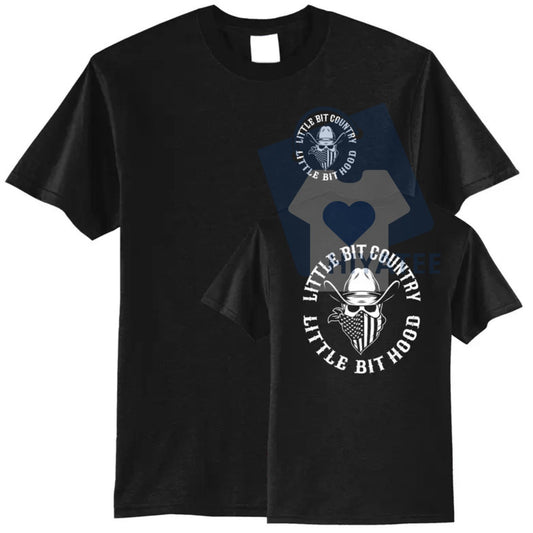 "Little Bit Country Little Bit Hood" T-Shirt – Black Short Sleeve Graphic Tee - Hiyatee
