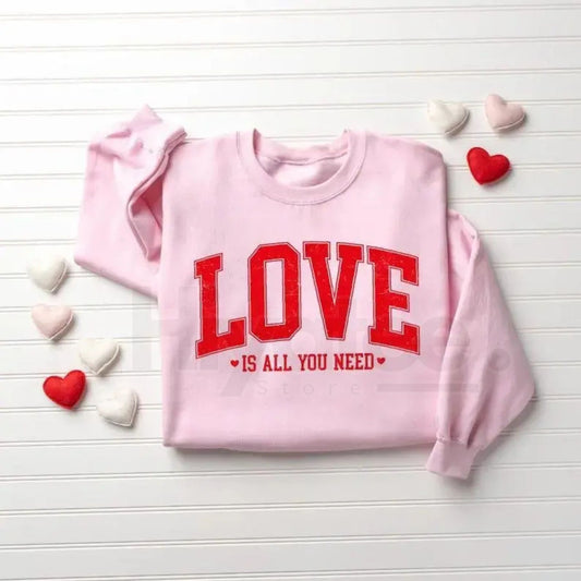 Love All You Need Sweatshirt: Cute Women's Valentine's Day Heart Crewneck - Hiyatee