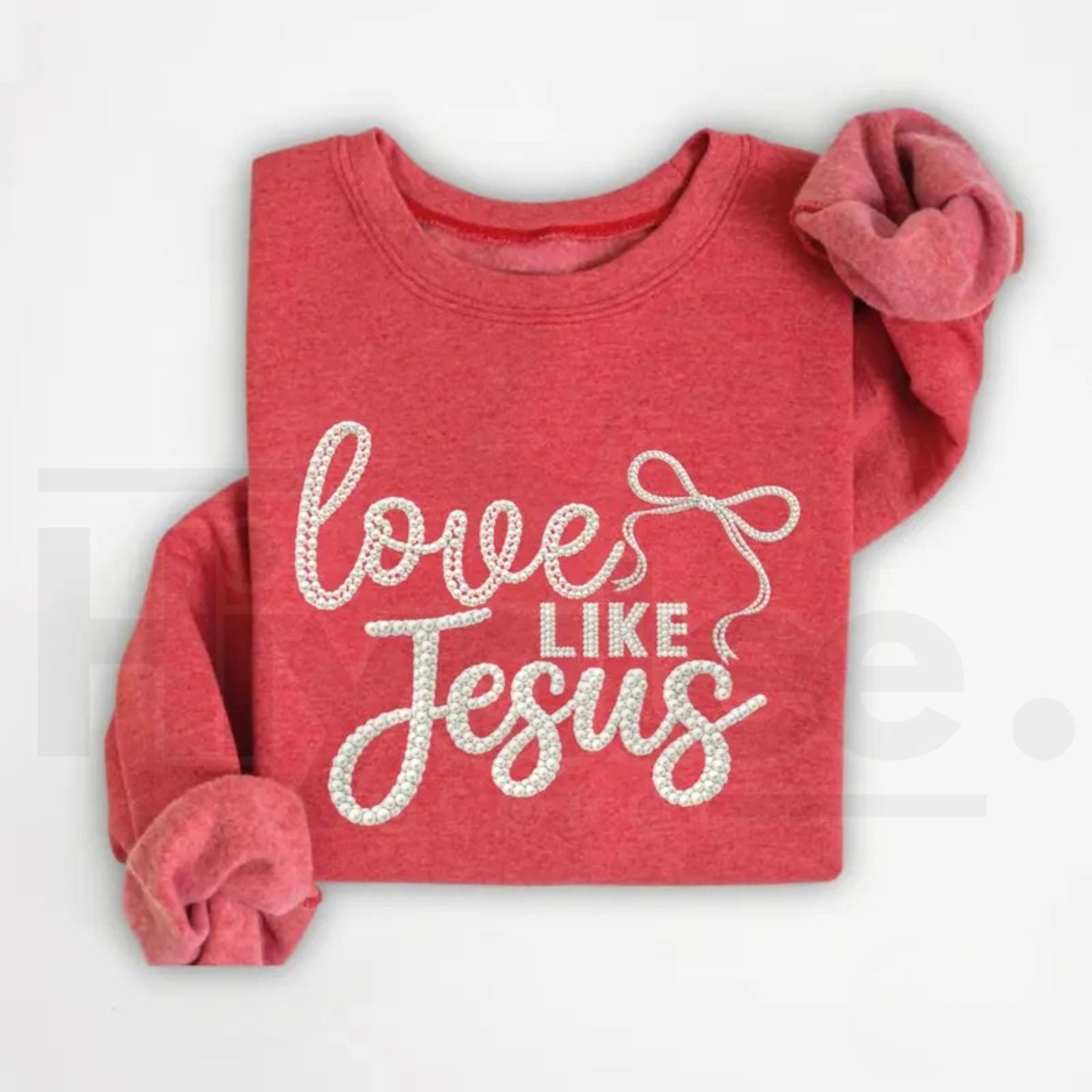 Love Like Jesus Faith Sweatshirt: Girly Coquette Pearl Christian Crewneck - Hiyatee