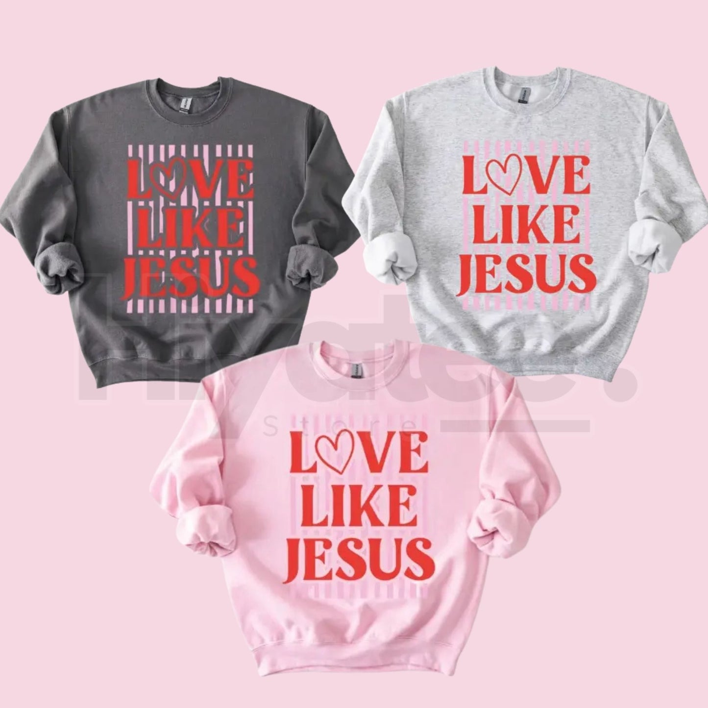 Love Like Jesus Preppy Valentine's Day Sweatshirt: Aesthetic Christian Crewneck - Hiyatee