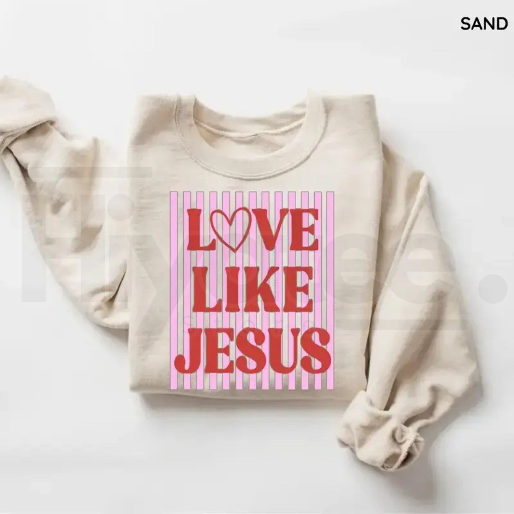 Love Like Jesus Sweatshirt: Trendy Preppy Pink & Red Valentine Christian Shirt - Hiyatee