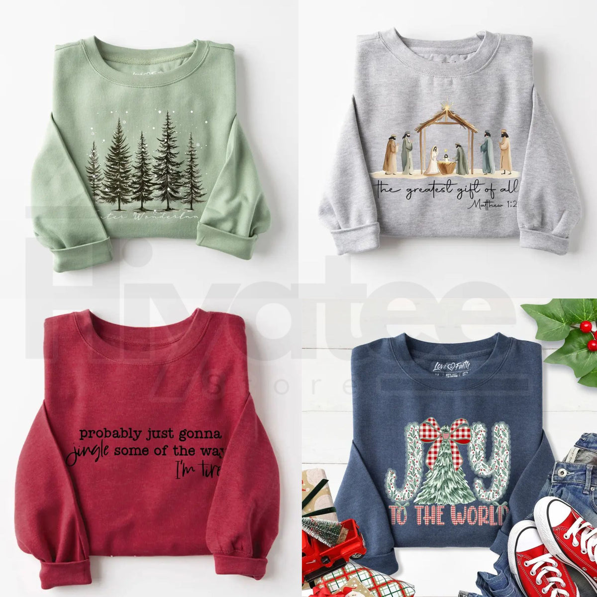 Love in Faith Christmas Sweatshirt – Christian Holiday Faith Graphic Crewneck, Inspirational Xmas Gift - Hiyatee