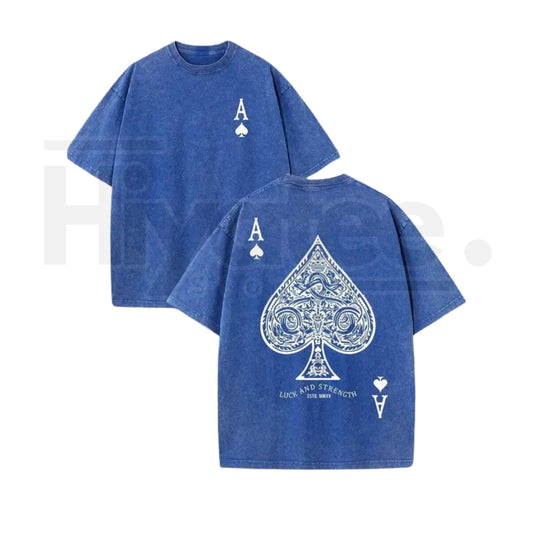 Luck and Strength Vintage Washed T-Shirt – 230G Heavy Cotton Double-Sided Graphic Tee - Hiyatee