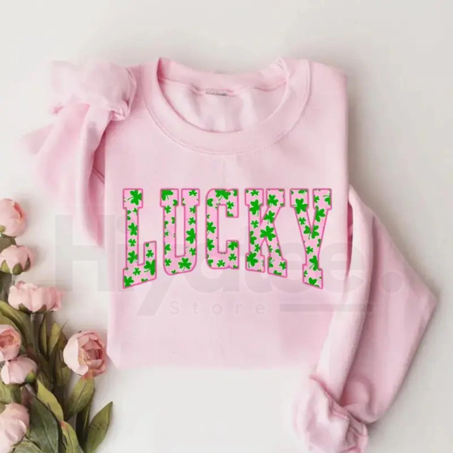Lucky Clover Sweatshirt: Cute St. Patrick’s Day Green Shamrock Crewneck - Hiyatee