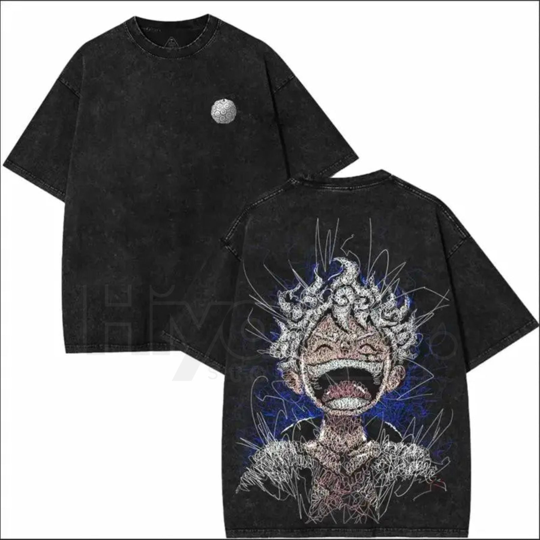 Luffy JoyBoy Gear 5 T-Shirt – One Piece Vintage Acid Wash Oversized Anime Tee - Hiyatee