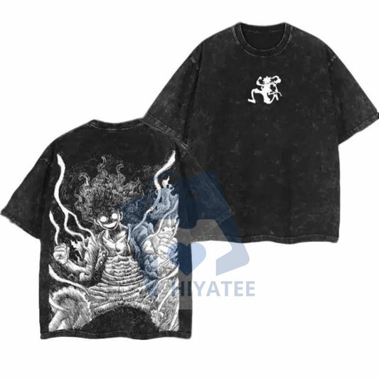 Luffy Joy Boy Anime T-Shirt – Vintage Washed Unisex Graphic Tee, Retro Manga Streetwear - Hiyatee
