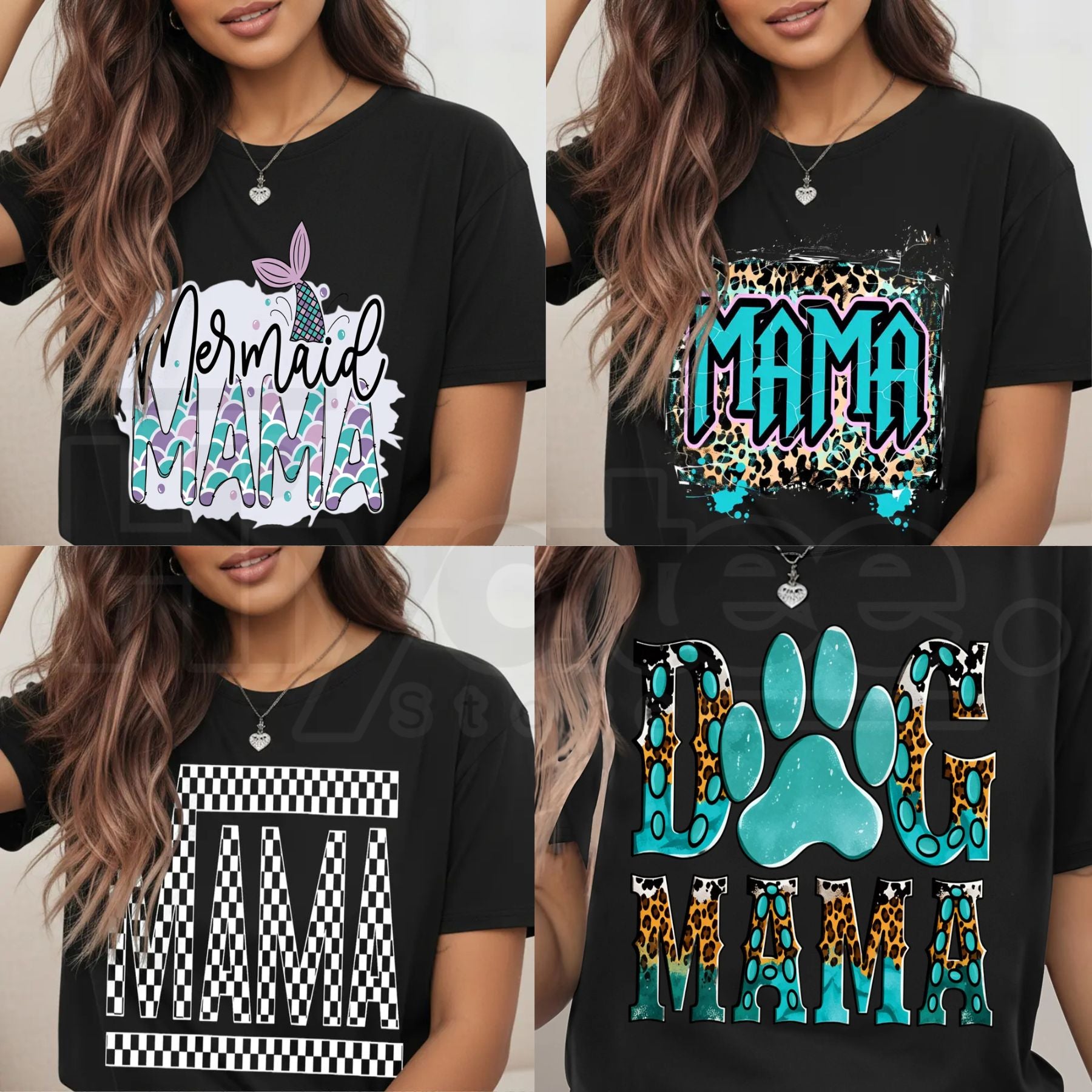 "MAMA Print" – Fashion Round Neck Spring Holiday Graphic Top - Hiyatee