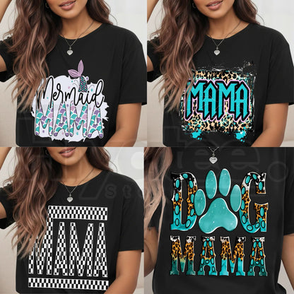 "MAMA Print" – Fashion Round Neck Spring Holiday Graphic Top - Hiyatee