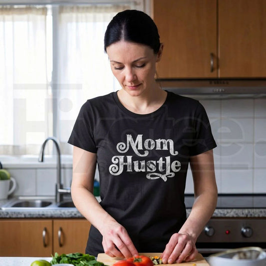 "MOM HUSTLE" Empowering Women’s – Premium 100% Cotton Motherhood Top - Hiyatee