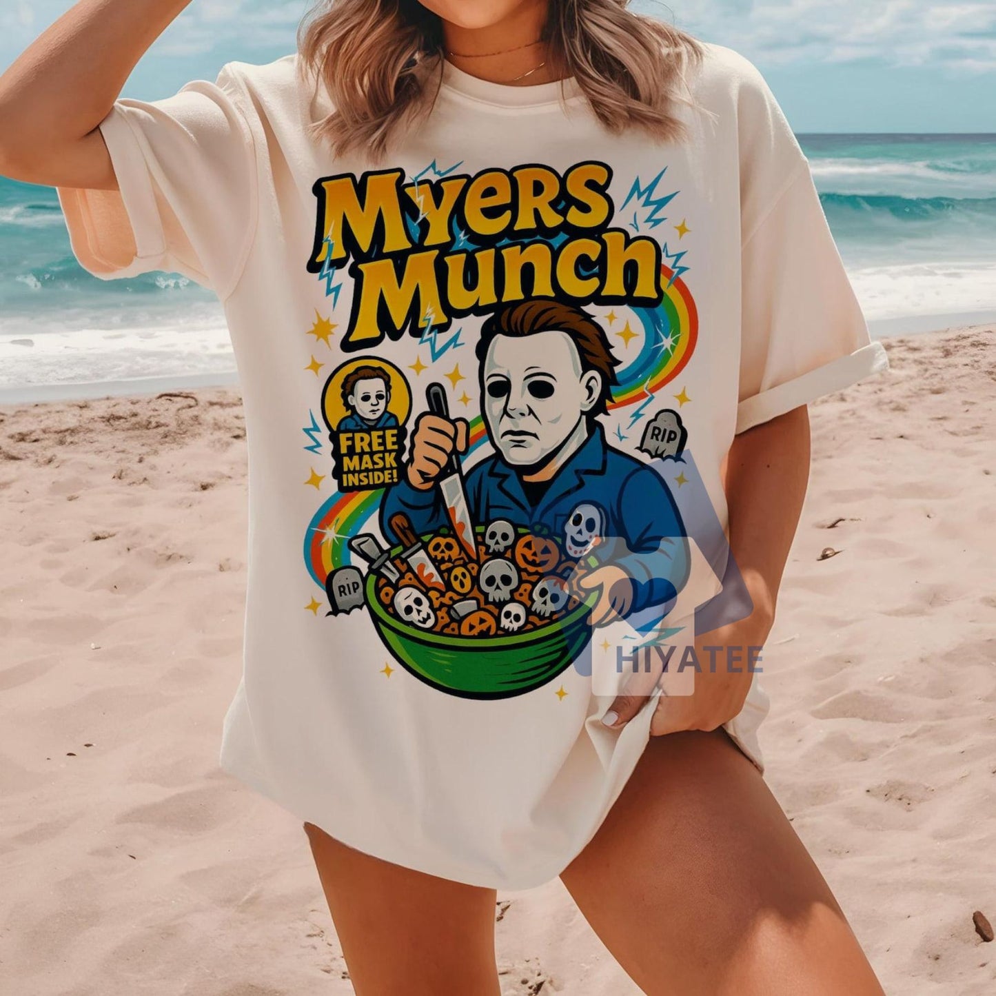 Horror Cereal T-Shirt – Spooky Breakfast Graphic Tee, Funny Killer Cereal Box Halloween Shirt