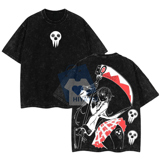 Maka Albarn x Soul Eater Vintage Washed Tee – Oversized Double-Printed Anime T-Shirt for Fans & Otakus-Hiyatee