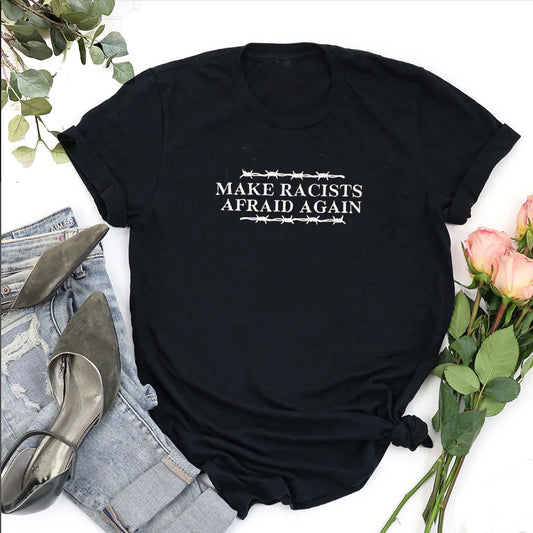 Make Em Afraid Again Embroidered Black T-Shirt – Bold, Stylish & Statement-Making
