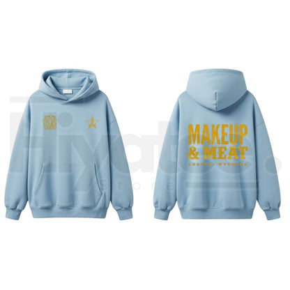 Makeup & Meat Graphic Hoodie – Funny Aesthetic Unisex Cotton Pullover - Hiyatee