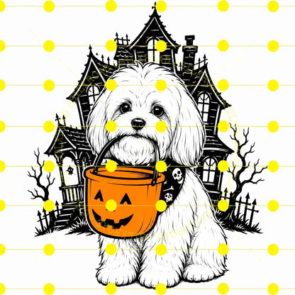 Comfort Colors 50 Dog Breeds Halloween T-Shirt Moss Pumpkin Candy Bucket Tee
