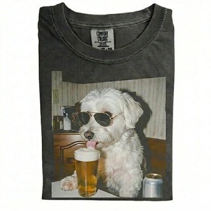 Comfort Colors 50+ Dog Breeds Available Drinking Beer Shirt – Vintage 90s Funny Edgy Dog Meme Tee, Unisex Casual Streetwear Gift