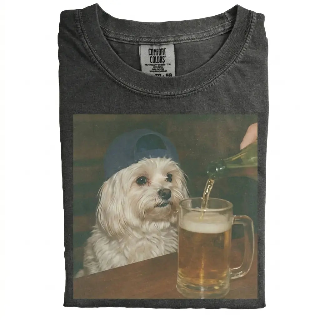Comfort Colors 50+ Dog Breeds Available Beer Shirt – Vintage 90s Funny Edgy Dog Meme Tee, Unisex Casual Streetwear Gift