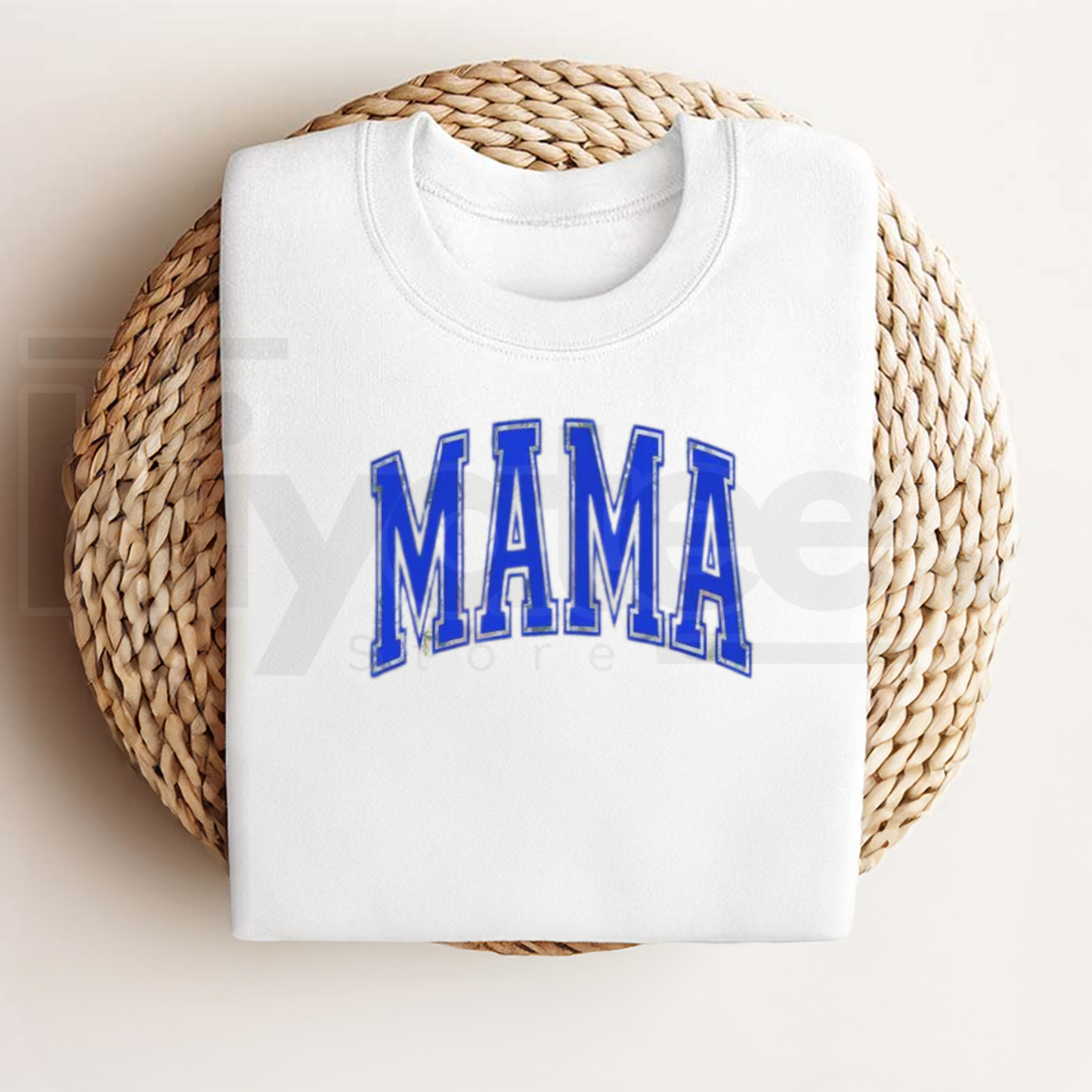 Mama 3D Puff Print T-Shirt – Bold Blue Camouflage Lettering Graphic Tee - Hiyatee