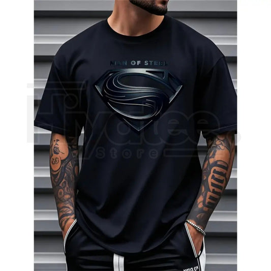 "Man of Steel" – Justice League Men's Heavyweight Plus Size Graphic Top - Hiyatee